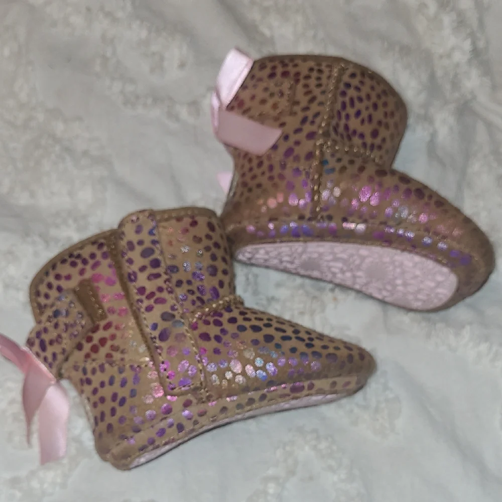 UGG Baby Boots with Pink and Purple Dots